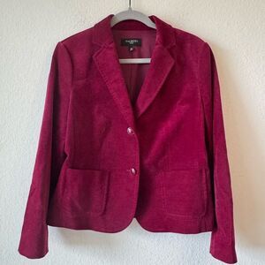 Talbots Woman’s Velvet Blazer Jacket 12P Burgundy One Button Holiday Career